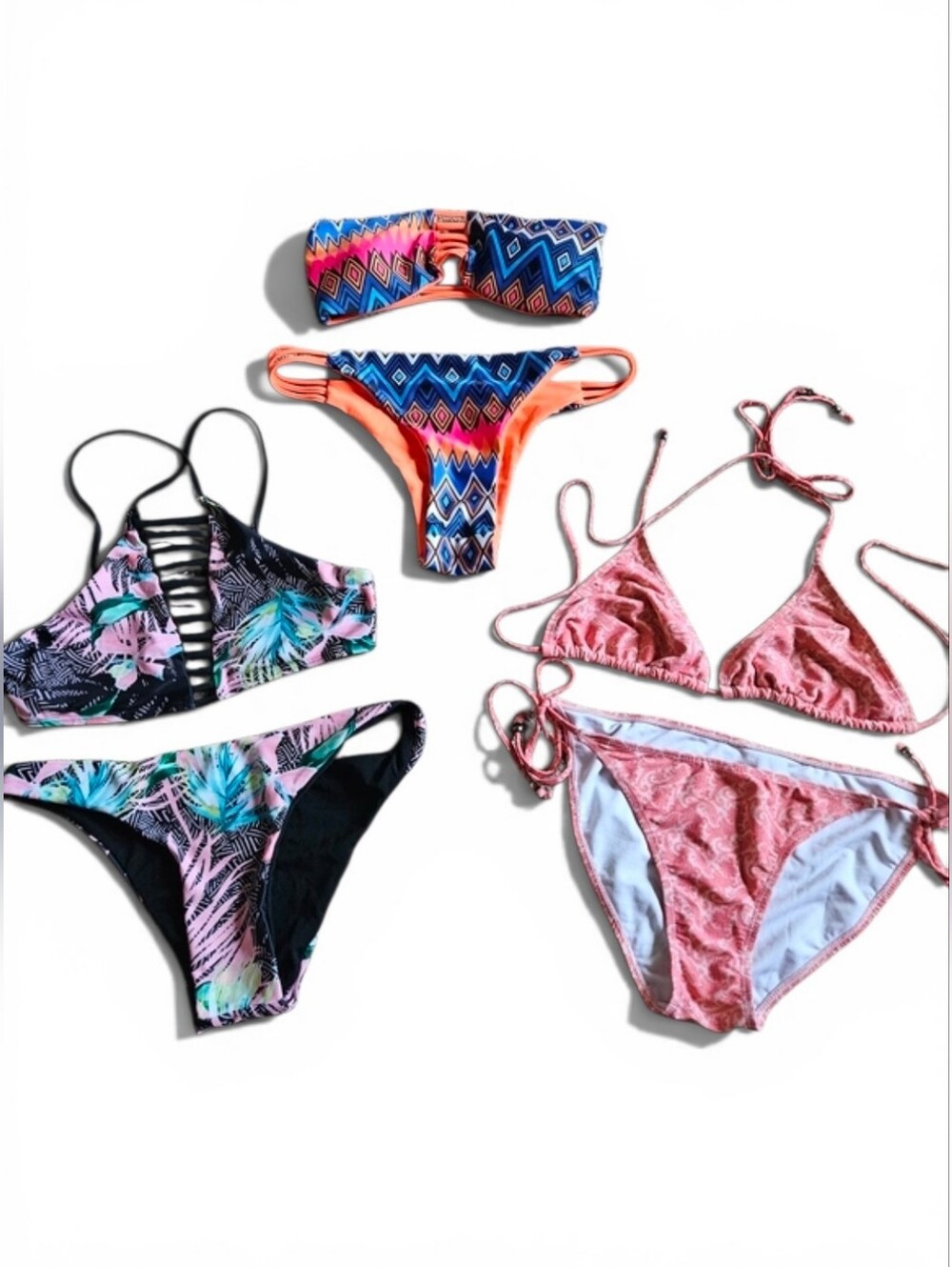 *3 Sets* Assorted Multicolor Multi-Patterned 2-piece Bikini Sets/ Bundle (M)